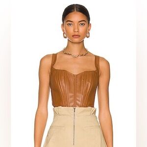 Bardot faux leather bustier corset top